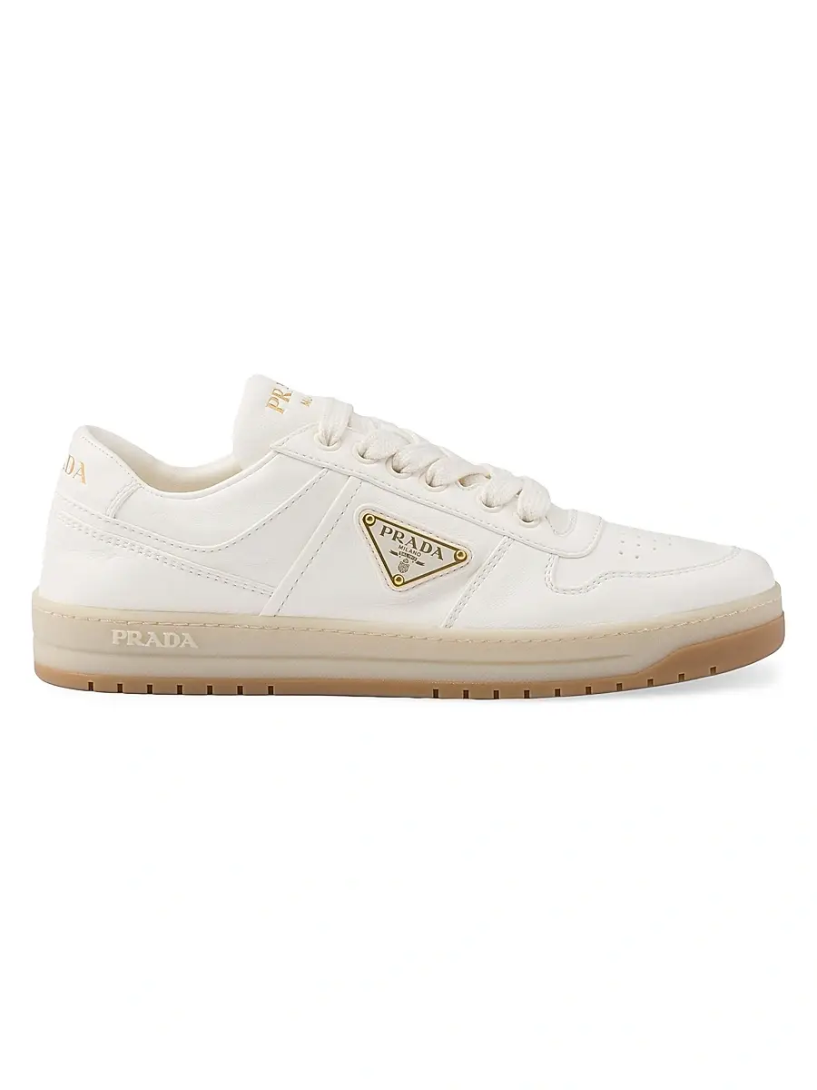 Prada Women's Downtown Nappa Leather Sneakers - Beige Khaki | Image 1 Prada Women's Downtown Nappa Leather Sneakers - Beige Khaki | Image 1