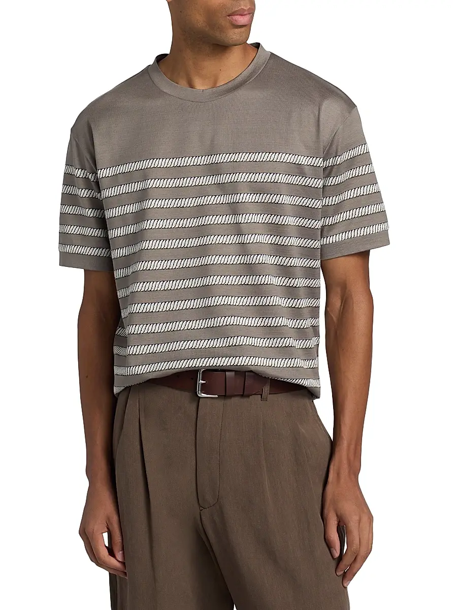 Giorgio Armani Men's Striped T-Shirt - Solid Medieval | Thumbnail 3 Giorgio Armani Men's Striped T-Shirt - Solid Medieval | Thumbnail 3
