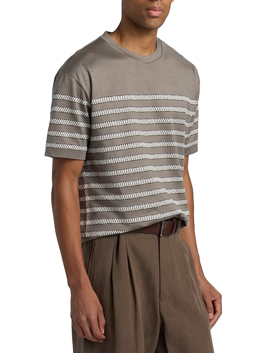 Giorgio Armani Men's Striped T-Shirt - Solid Medieval | Thumbnail 4 Giorgio Armani Men's Striped T-Shirt - Solid Medieval | Thumbnail 4