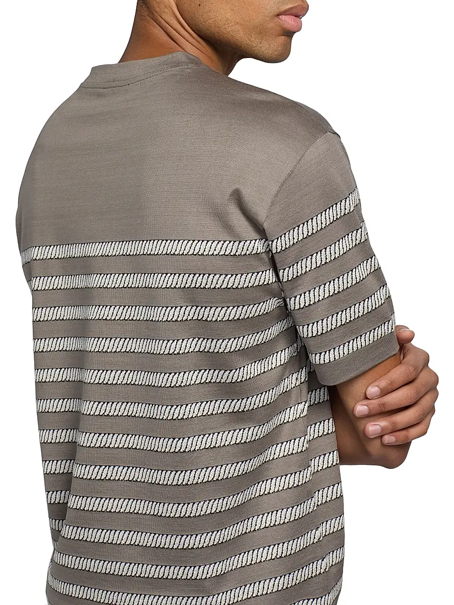 Giorgio Armani Men's Striped T-Shirt - Solid Medieval | Thumbnail 6 Giorgio Armani Men's Striped T-Shirt - Solid Medieval | Thumbnail 6