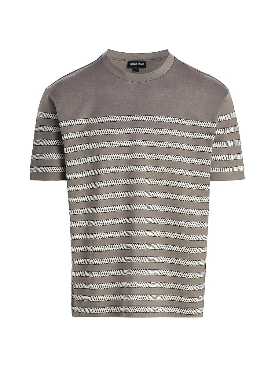 Giorgio Armani Men's Striped T-Shirt - Solid Medieval | Image 1 Giorgio Armani Men's Striped T-Shirt - Solid Medieval | Image 1