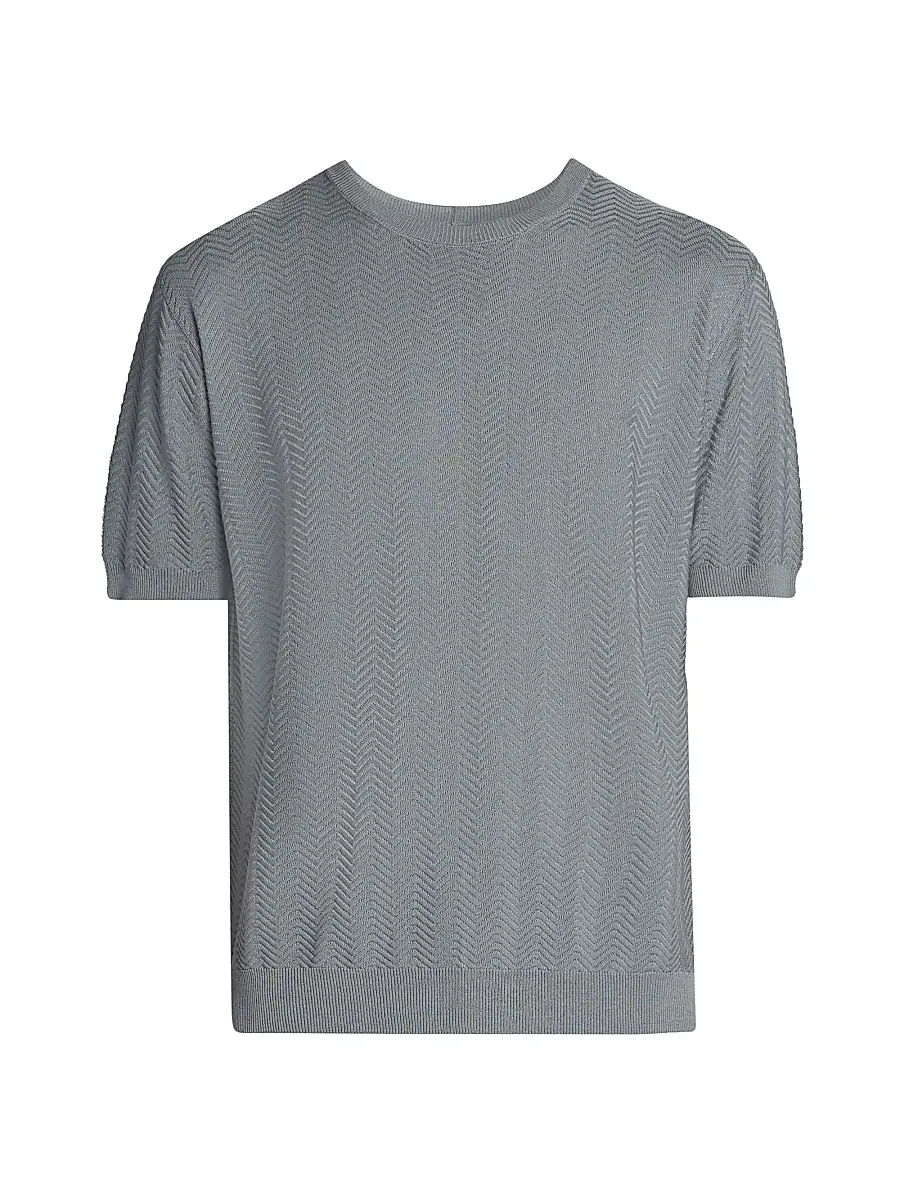 Giorgio Armani Men's Chevron Short-Sleeve Silk-Blend Sweater - Solid Light | Image 1 Giorgio Armani Men's Chevron Short-Sleeve Silk-Blend Sweater - Solid Light | Image 1