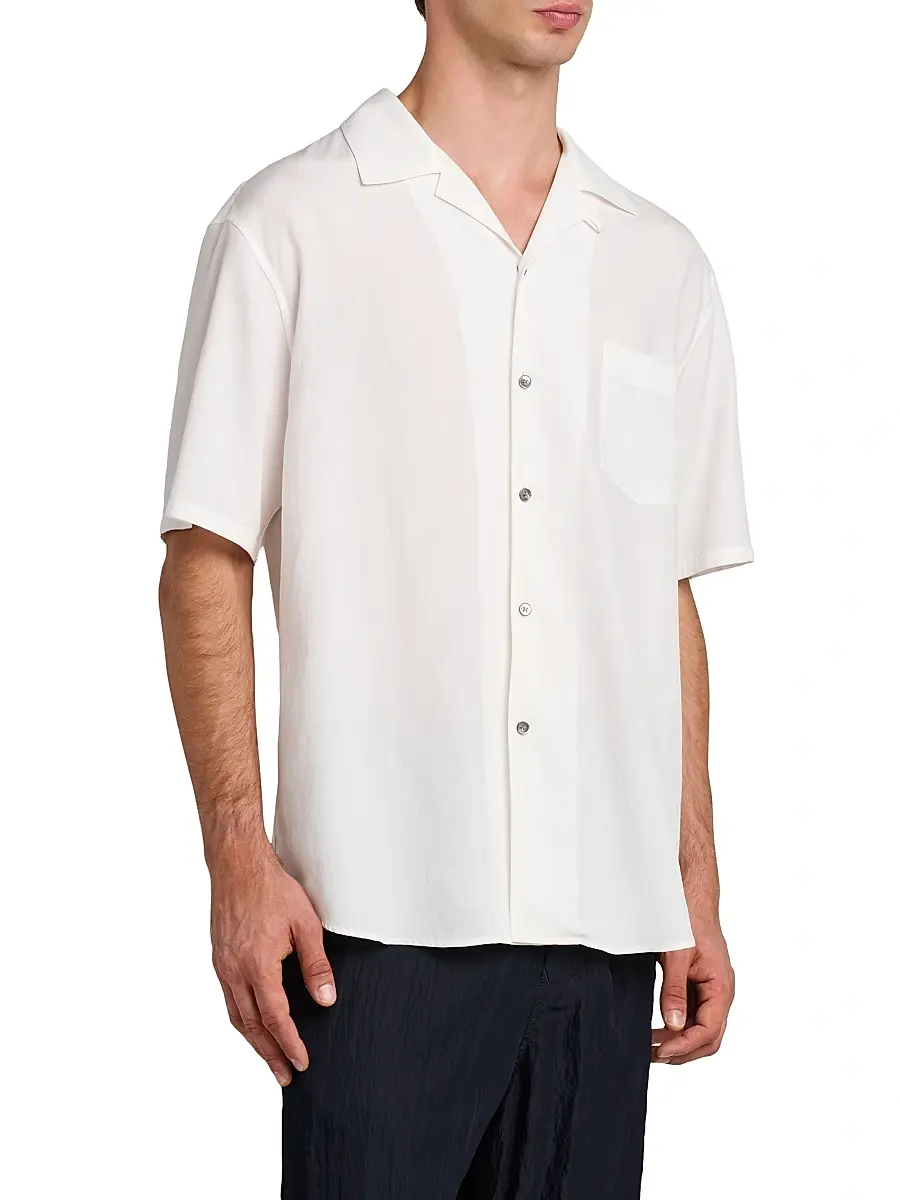 Giorgio Armani Men's Woven Camp Shirt | Thumbnail 4 Giorgio Armani Men's Woven Camp Shirt | Thumbnail 4