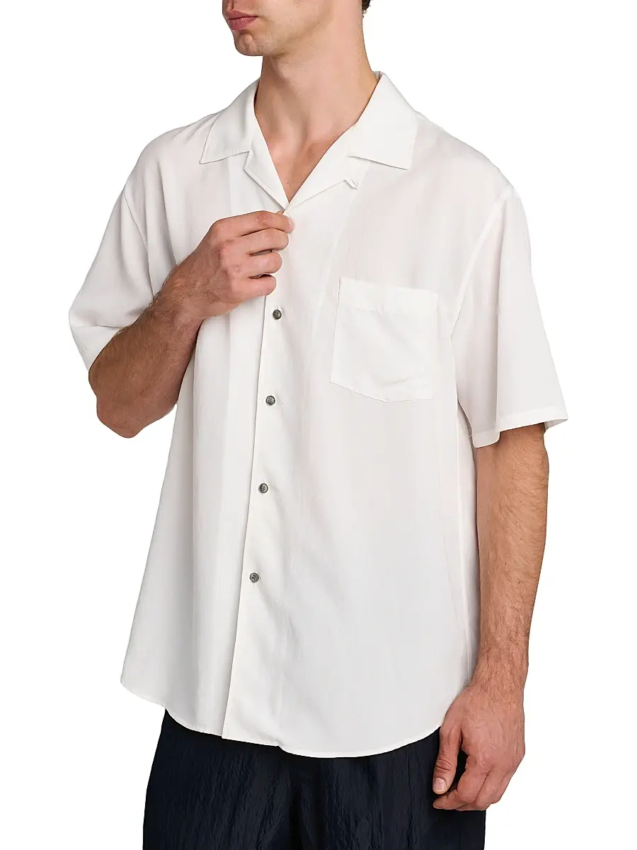 Giorgio Armani Men's Woven Camp Shirt | Thumbnail 6 Giorgio Armani Men's Woven Camp Shirt | Thumbnail 6