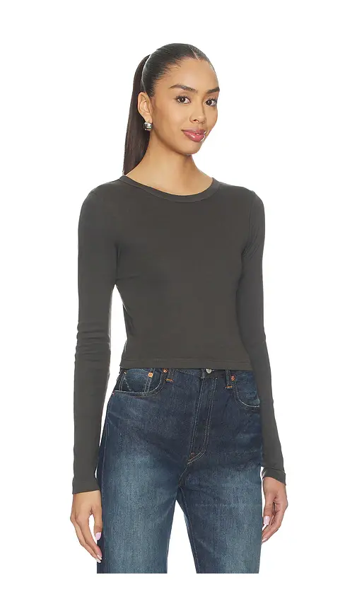 Enza Costa Supima Baby Rib Long Sleeve Cropped Top | Thumbnail 2 Enza Costa Supima Baby Rib Long Sleeve Cropped Top | Thumbnail 2