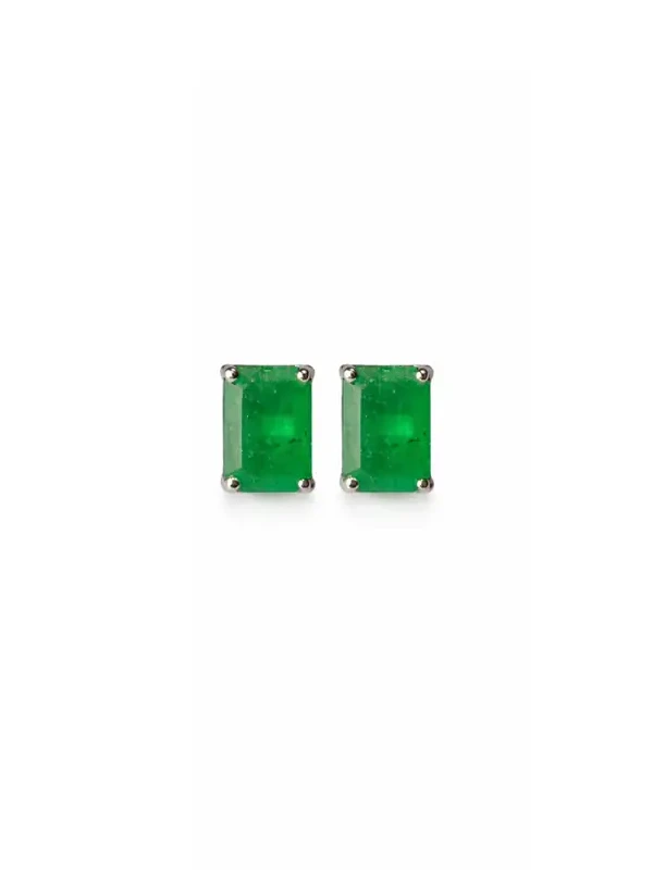 2.08ct Emerald 18K Gold Halo Stud Earrings 2.08ct Emerald 18K Gold Halo Stud Earrings