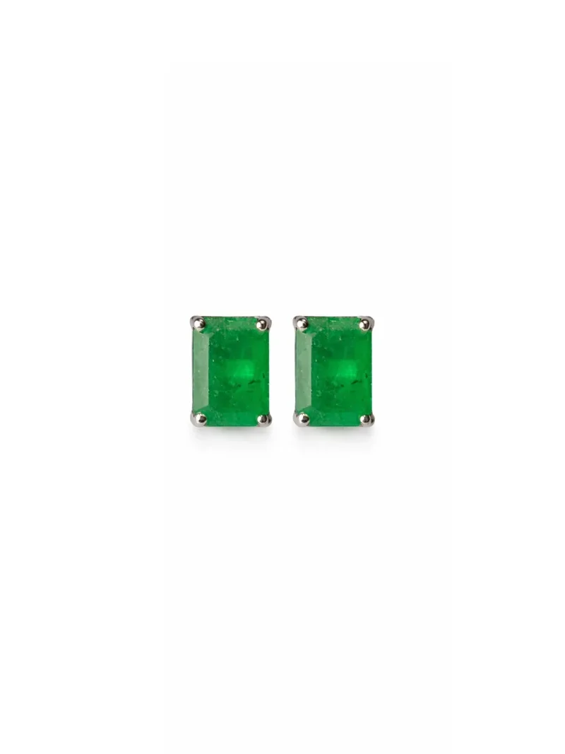 Wish Fine Jewelry 2.08ct Emerald 18K Gold Halo Stud Earrings