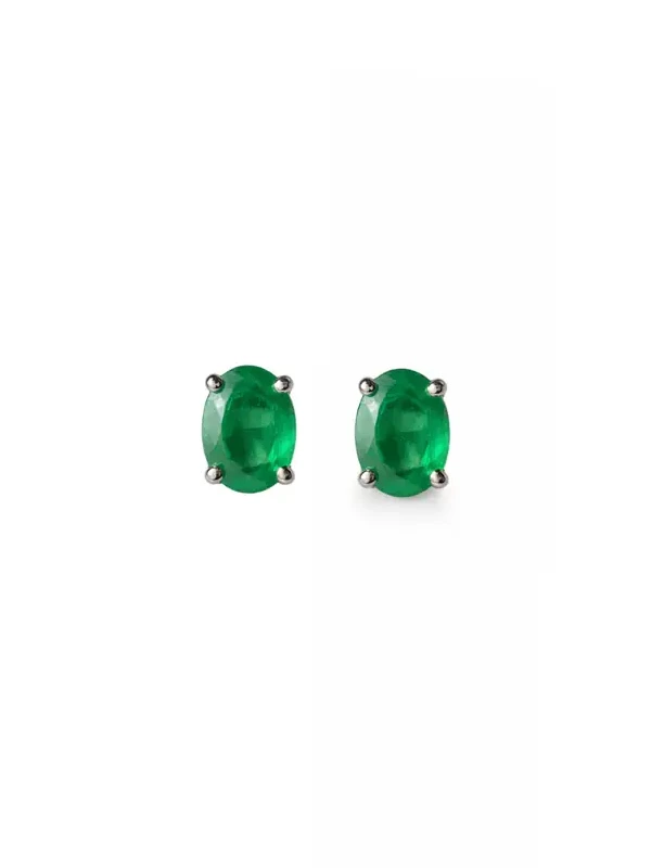2.17ct Emerald 18K Gold Oval Stud Earrings