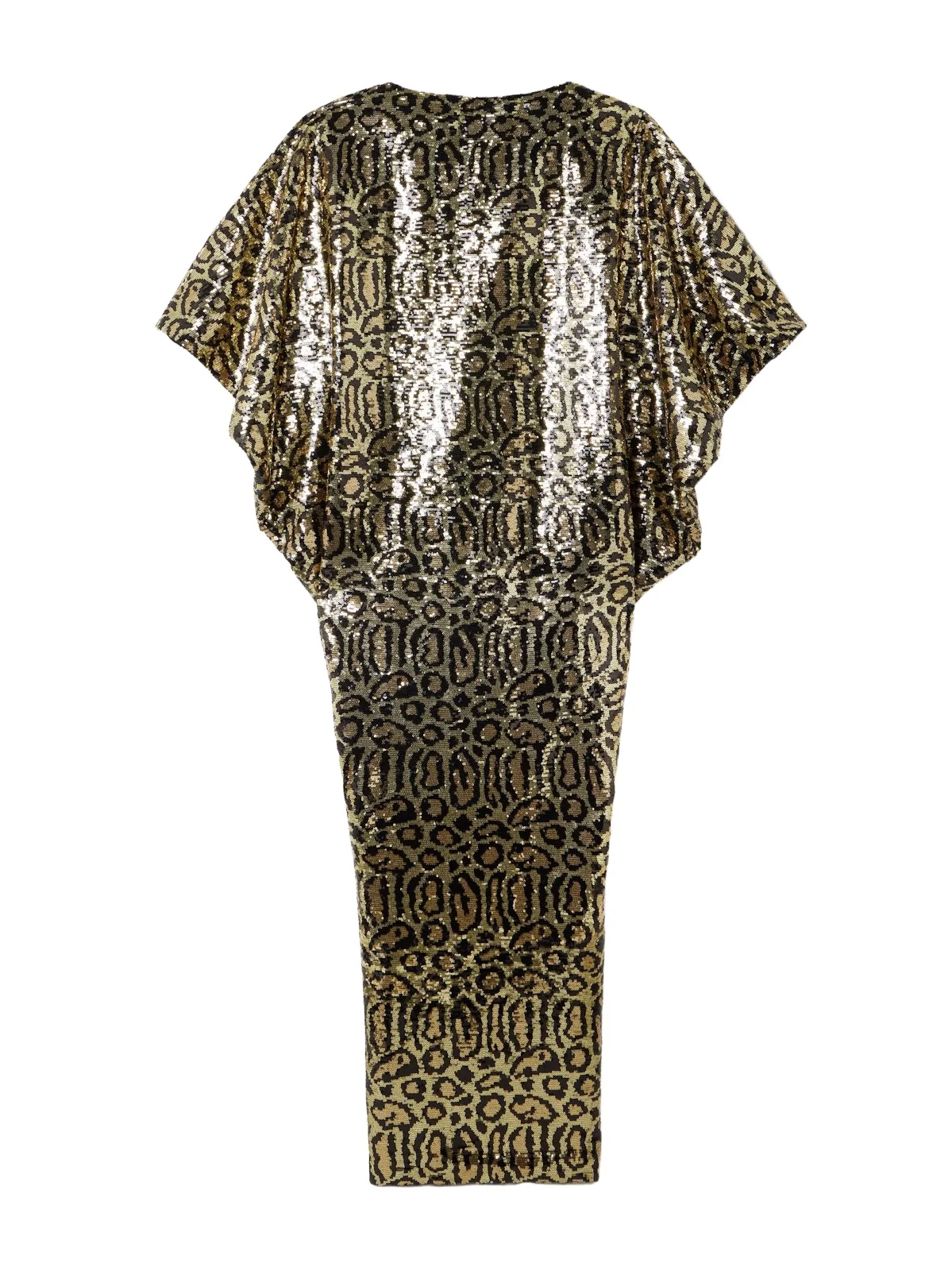 Truman Animalier Kaftan In Black-gold Animal-print Sequined Mesh Gown