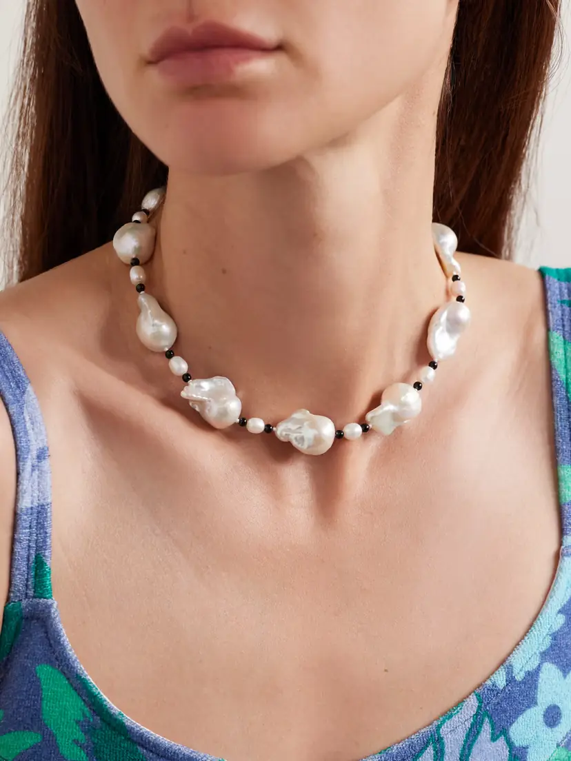 Gohar World Host Silver, Pearl And Onyx Necklace | Thumbnail 2