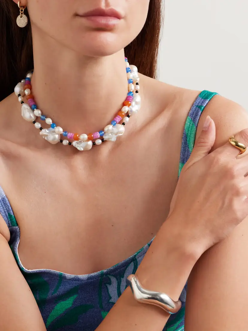 Gohar World Host Silver, Pearl And Onyx Necklace | Thumbnail 5