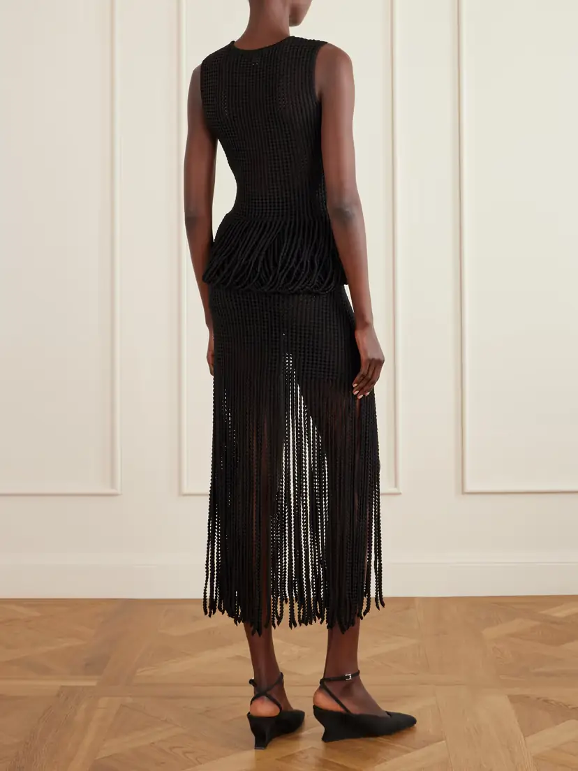 Alaïa Knitted Fringed Midi Skirt | Thumbnail 3 Alaïa Knitted Fringed Midi Skirt | Thumbnail 3