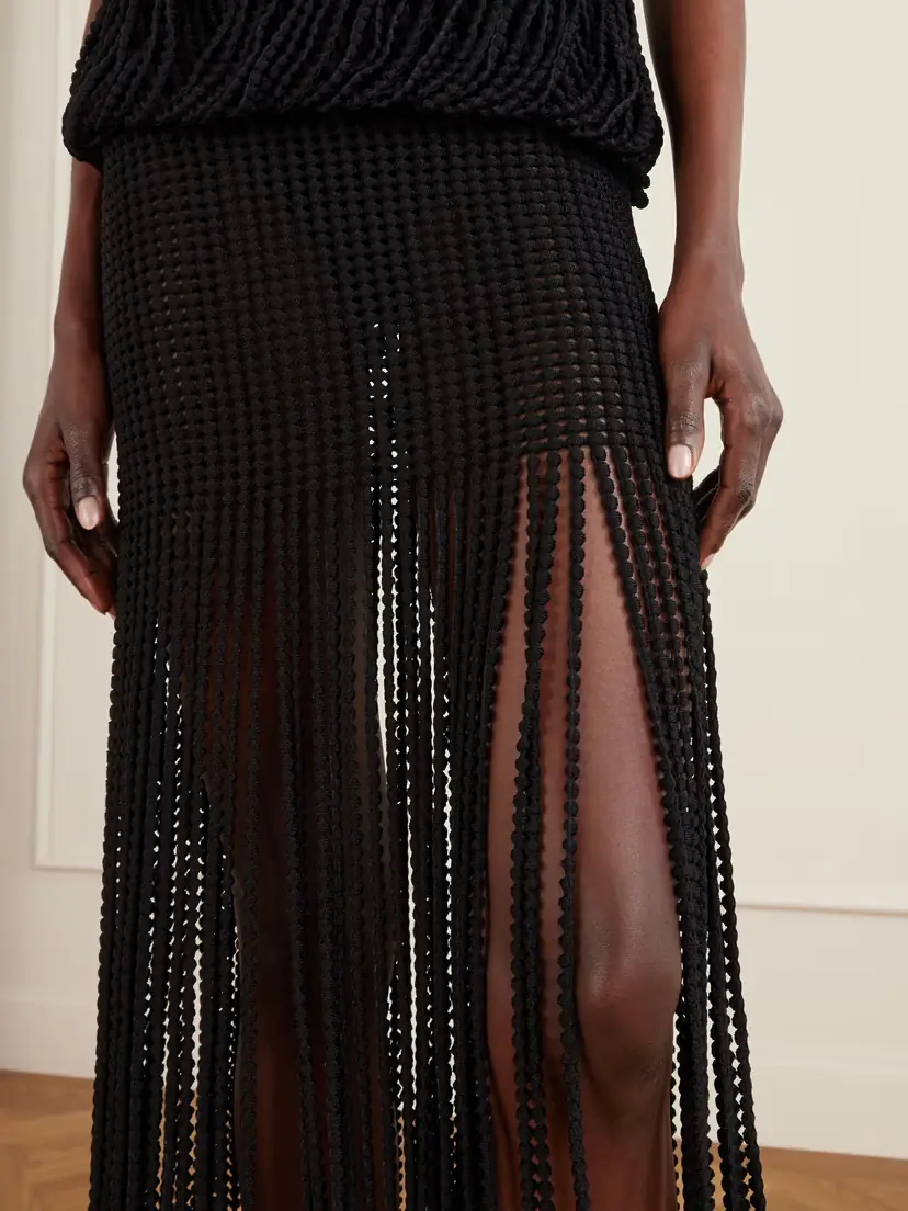 Alaïa Knitted Fringed Midi Skirt | Thumbnail 4 Alaïa Knitted Fringed Midi Skirt | Thumbnail 4