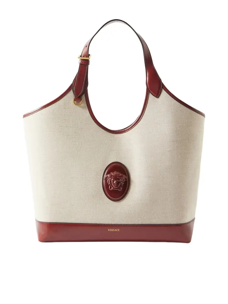 Versace Leather-trimmed Canvas Tote | Image 1 Versace Leather-trimmed Canvas Tote | Image 1