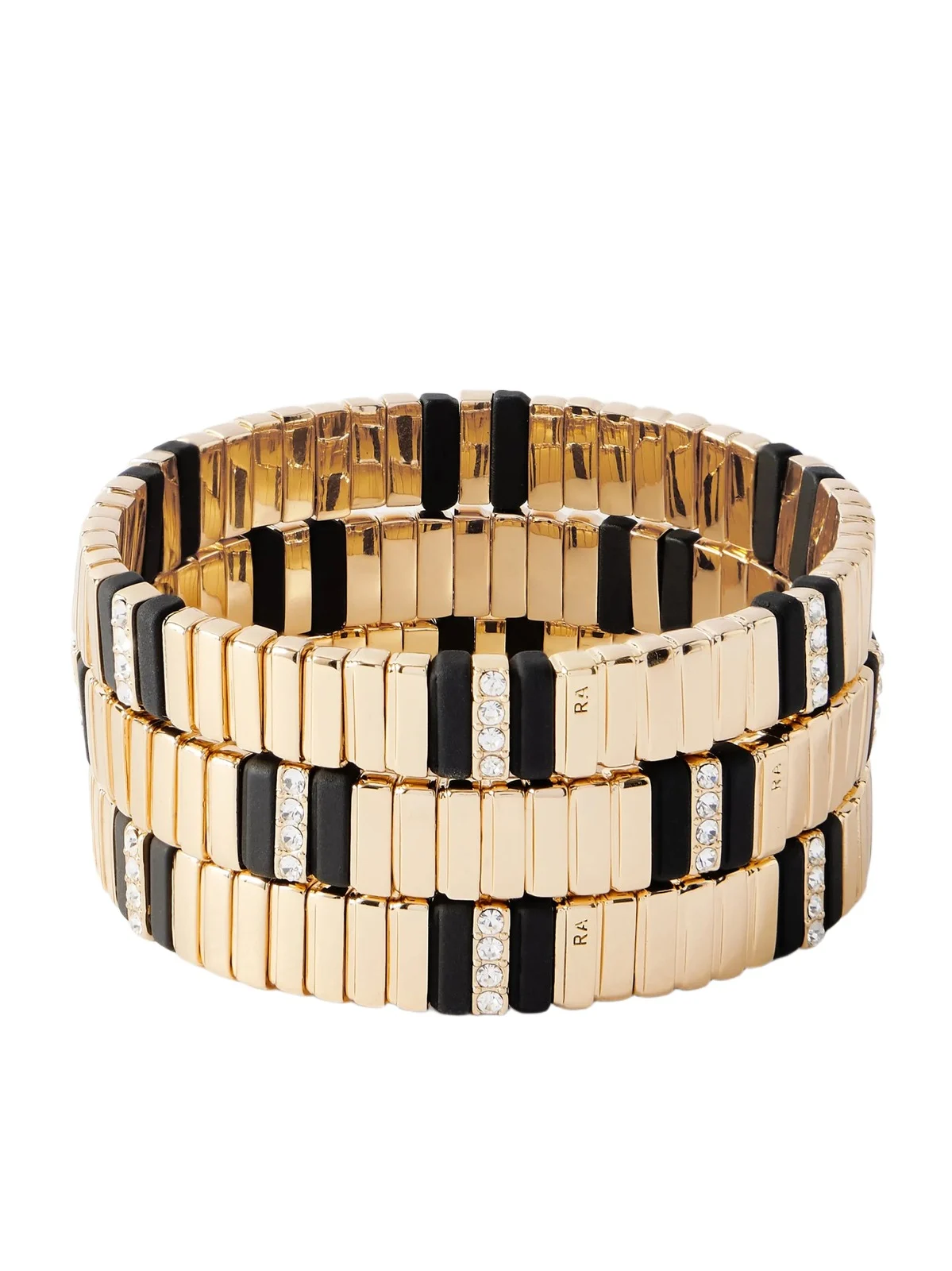 The Touch Of Midnight Set Of Three Gold-tone Cubic Zirconia Bracelets