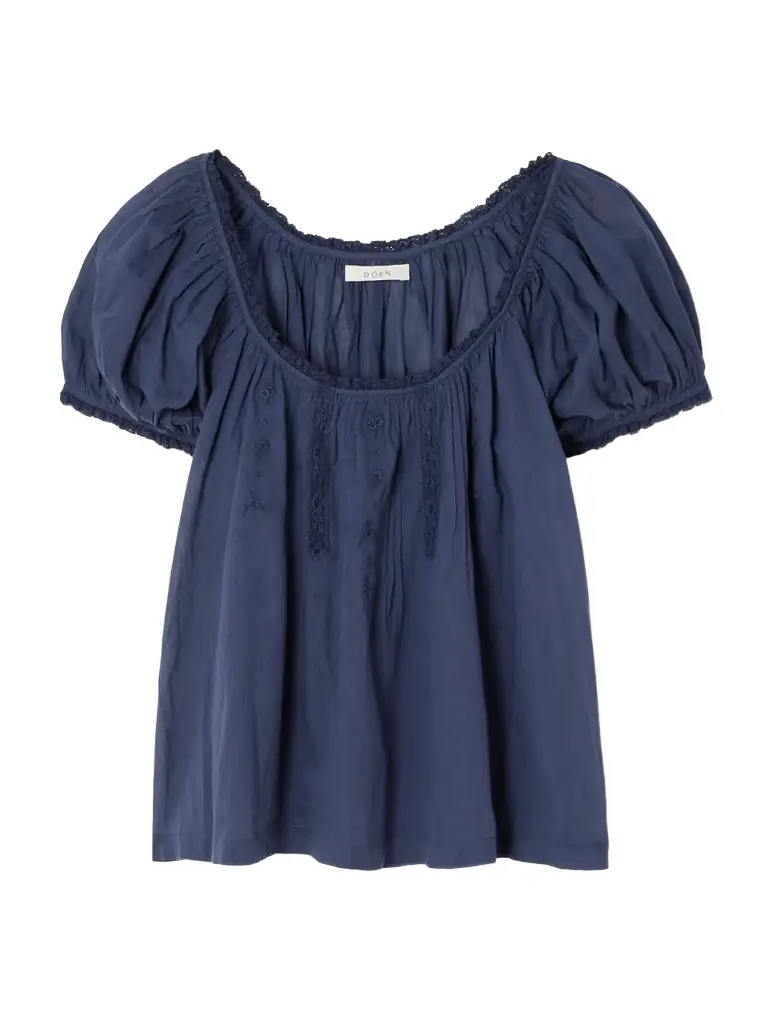 DÔEN Frederica Lace-trimmed Organic Cotton-voile Blouse | Image 1 DÔEN Frederica Lace-trimmed Organic Cotton-voile Blouse | Image 1