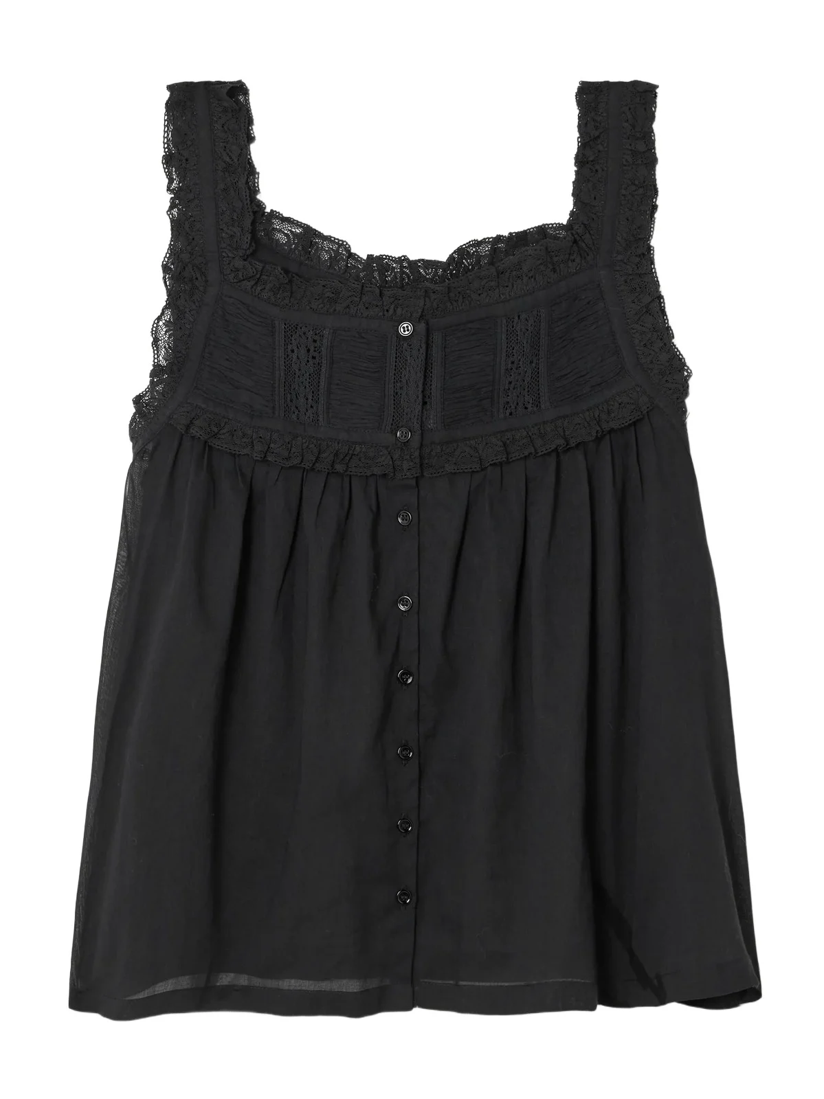 DÔEN Fidella Cropped Lace-trimmed Organic Cotton-voile Top