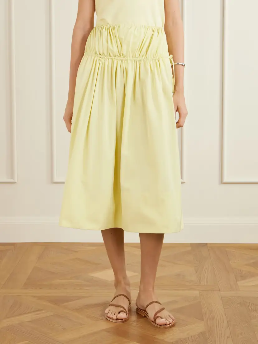 LIBEROWE Eve Tie-detailed Cotton And Silk-blend Midi Skirt | Thumbnail 3 LIBEROWE Eve Tie-detailed Cotton And Silk-blend Midi Skirt | Thumbnail 3
