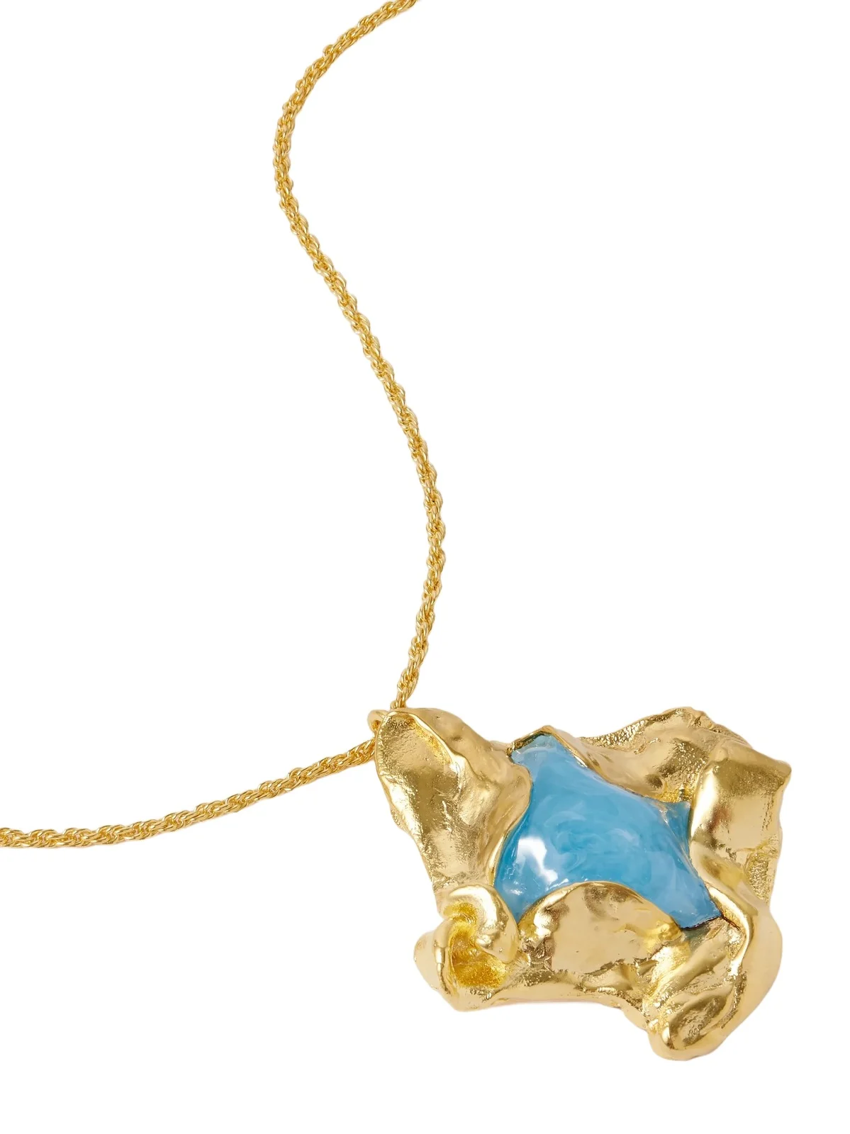 Gold-plated And Resin Necklace - Blue