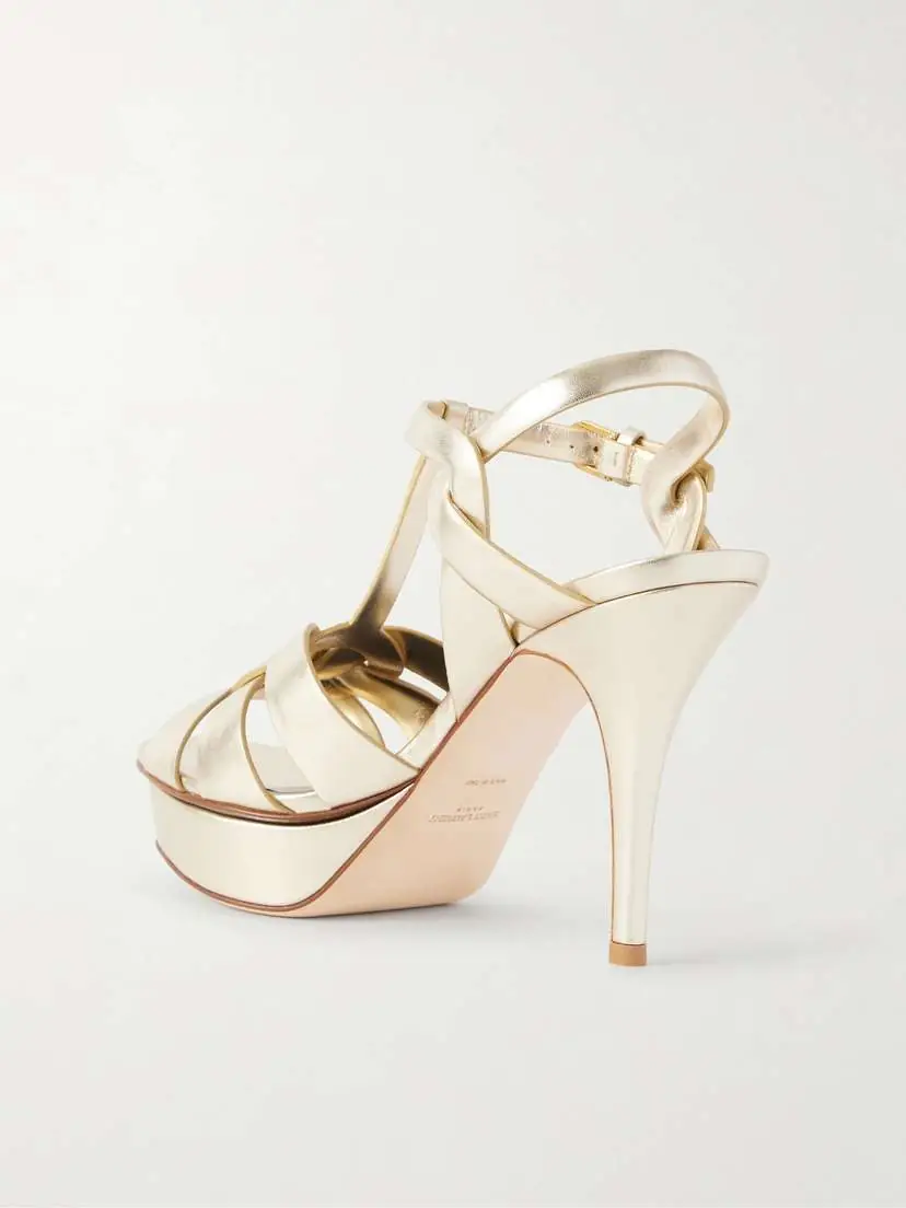 Saint Laurent Tribute Woven Metallic Leather Platform Sandals | Thumbnail 3 Saint Laurent Tribute Woven Metallic Leather Platform Sandals | Thumbnail 3