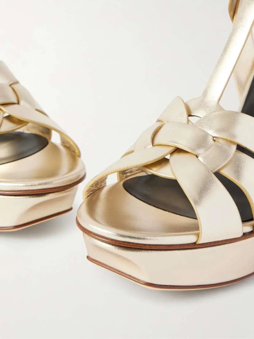 Saint Laurent Tribute Woven Metallic Leather Platform Sandals | Thumbnail 5 Saint Laurent Tribute Woven Metallic Leather Platform Sandals | Thumbnail 5