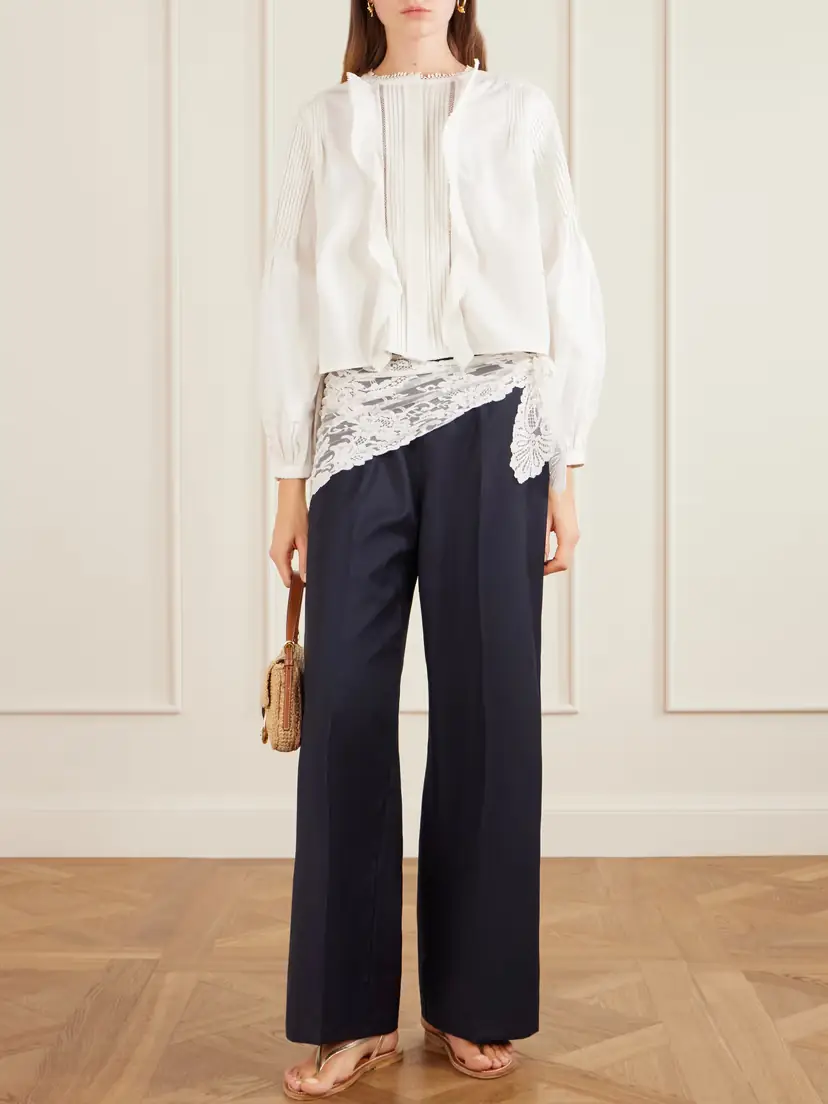 Sea Fiora Tropical Wool-blend Wide Leg Pants | Thumbnail 2