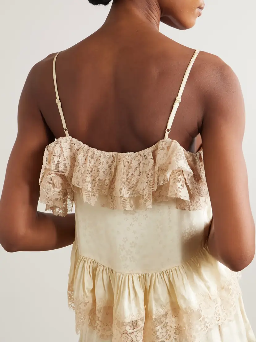 Sea Ethel Ruffled Lace And Satin-jacquard Camisole | Thumbnail 3