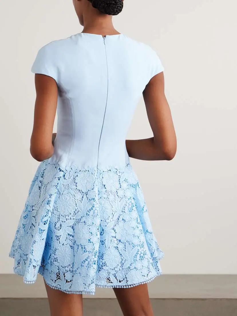 Self-Portrait Crepe And Guipure Lace Mini Dress | Thumbnail 3