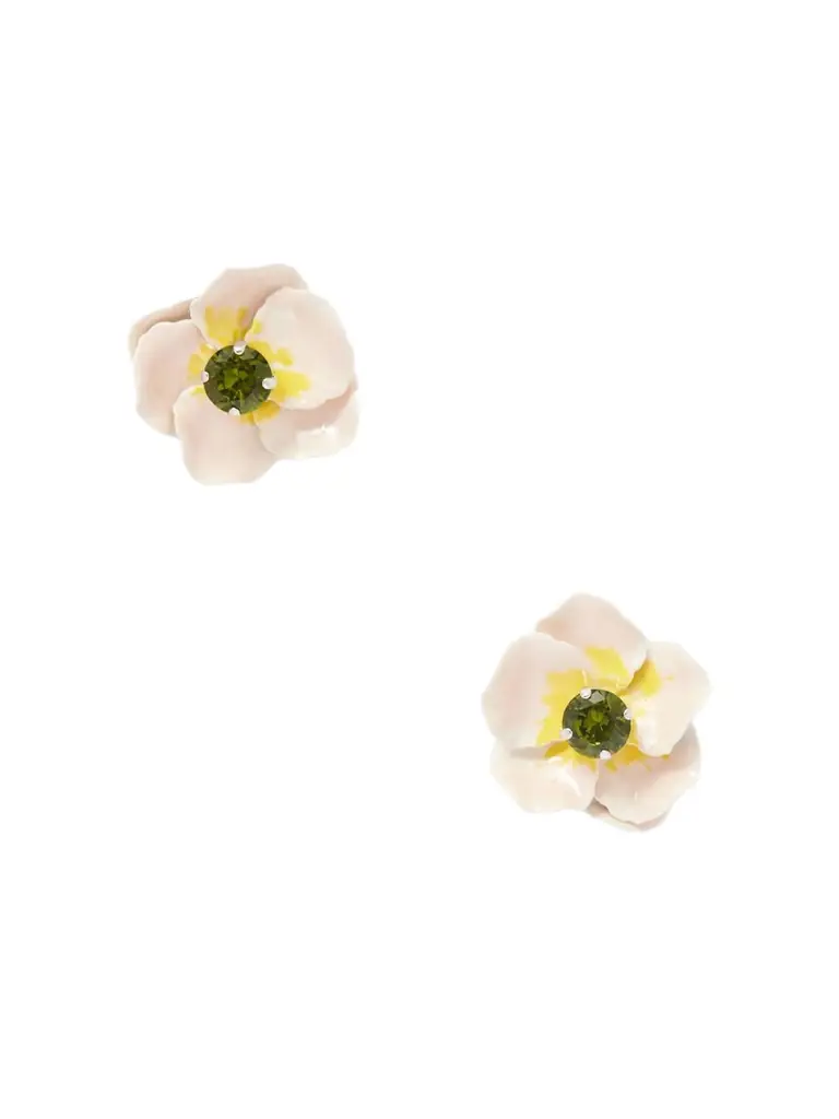 Simone Rocha Blooming Poppy Silver-tone, Crystal And Enamel Earrings | Image 1 Simone Rocha Blooming Poppy Silver-tone, Crystal And Enamel Earrings | Image 1