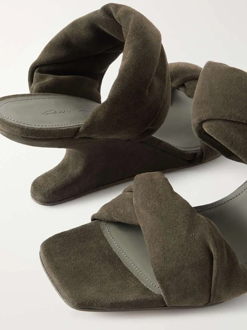 Rick Owens Twisted Cantilever Suede Wedge Mules | Thumbnail 5