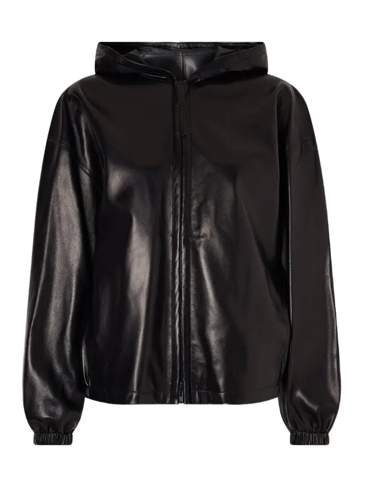 Hooded leather bomber jacket Hooded leather bomber jacket