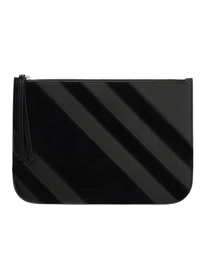 Pocket Pouch in striped leather and suede Pocket Pouch in striped leather and suede