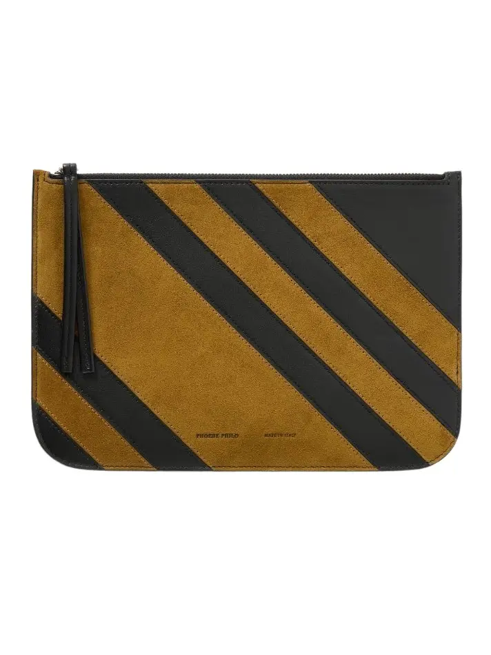 Phoebe Philo Pocket Pouch in striped leather and suede