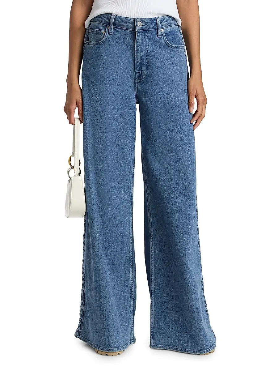 Simkhai Women's Booker Braided Relaxed-Fit Jeans | Thumbnail 3