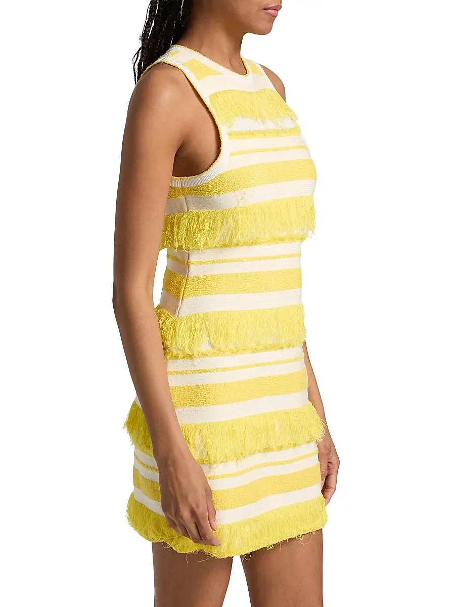 Simkhai Women's Elly Striped Fringe Knit Minidress | Thumbnail 4 Simkhai Women's Elly Striped Fringe Knit Minidress | Thumbnail 4
