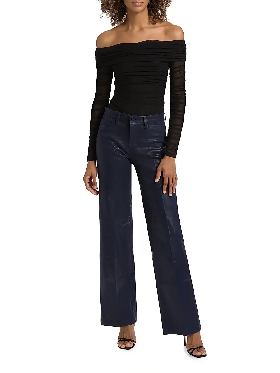 L'Agence Women's Scottie Coated High-Rise Wide-Leg Jeans | Thumbnail 2 L'Agence Women's Scottie Coated High-Rise Wide-Leg Jeans | Thumbnail 2