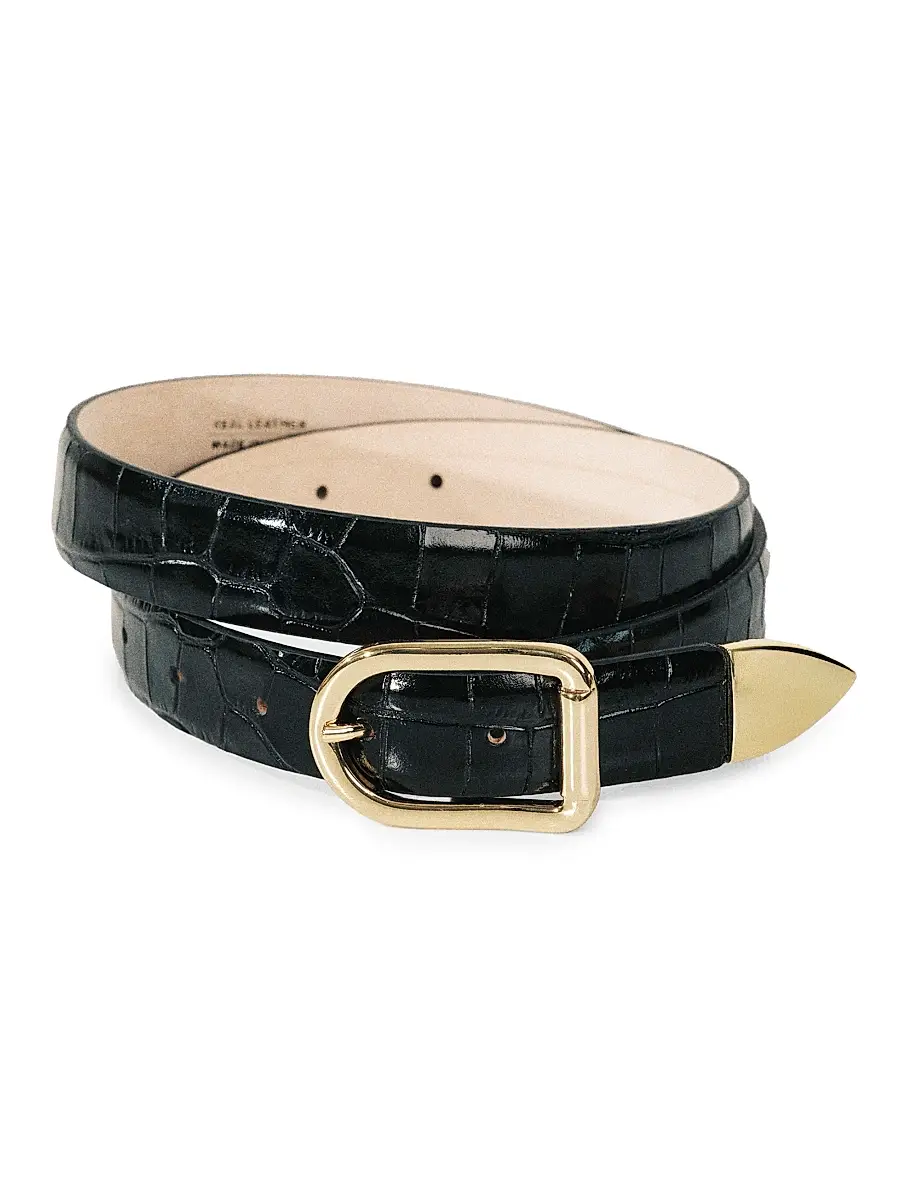 Déhanche Women's Resort Mija Croc-Embossed Leather Belt | Thumbnail 3
