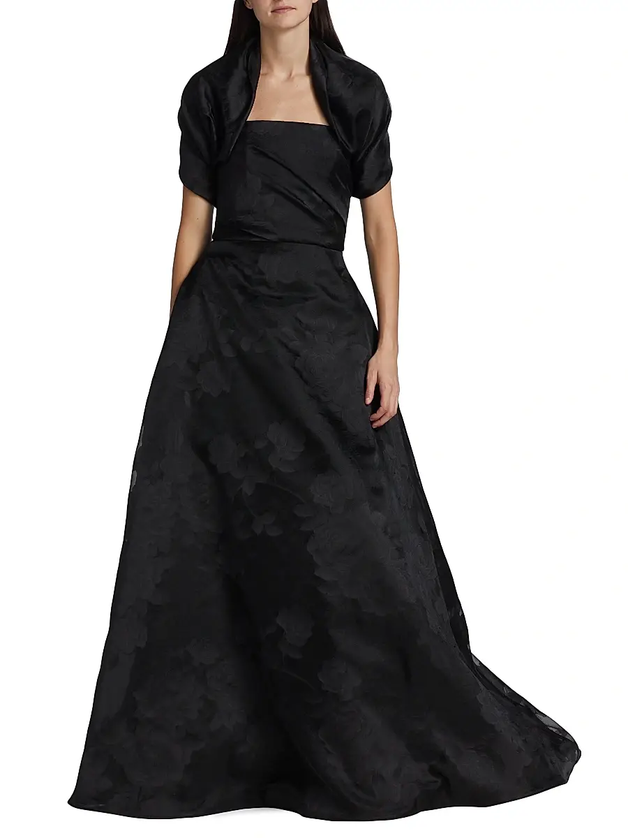 Amsale Women's Floral Fil Coupe Cocoon Bolero | Thumbnail 2 Amsale Women's Floral Fil Coupe Cocoon Bolero | Thumbnail 2