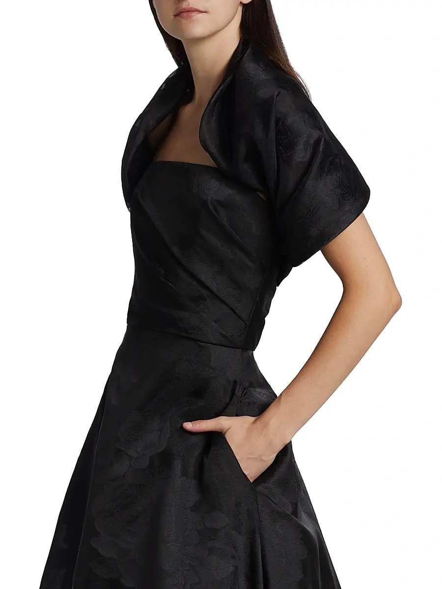 Amsale Women's Floral Fil Coupe Cocoon Bolero | Thumbnail 4 Amsale Women's Floral Fil Coupe Cocoon Bolero | Thumbnail 4