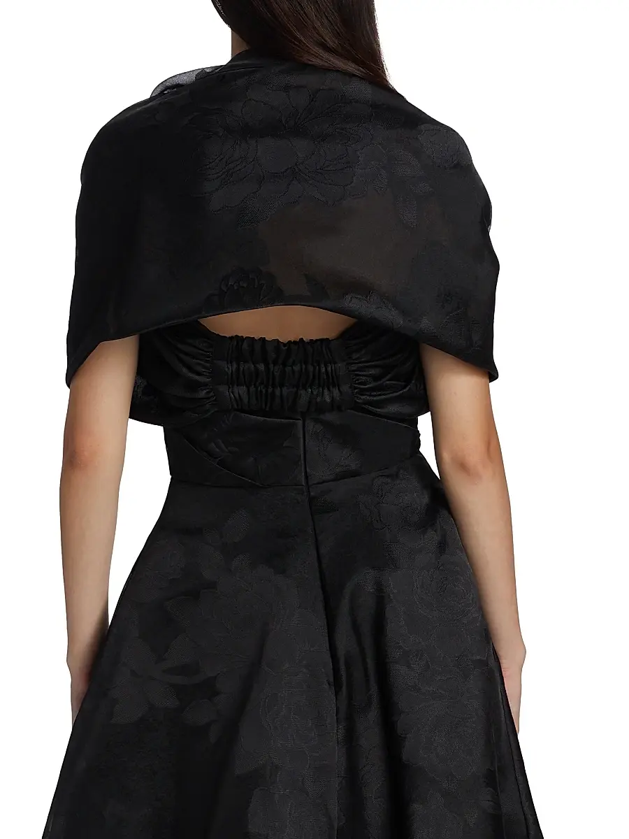 Amsale Women's Floral Fil Coupe Cocoon Bolero | Thumbnail 5 Amsale Women's Floral Fil Coupe Cocoon Bolero | Thumbnail 5