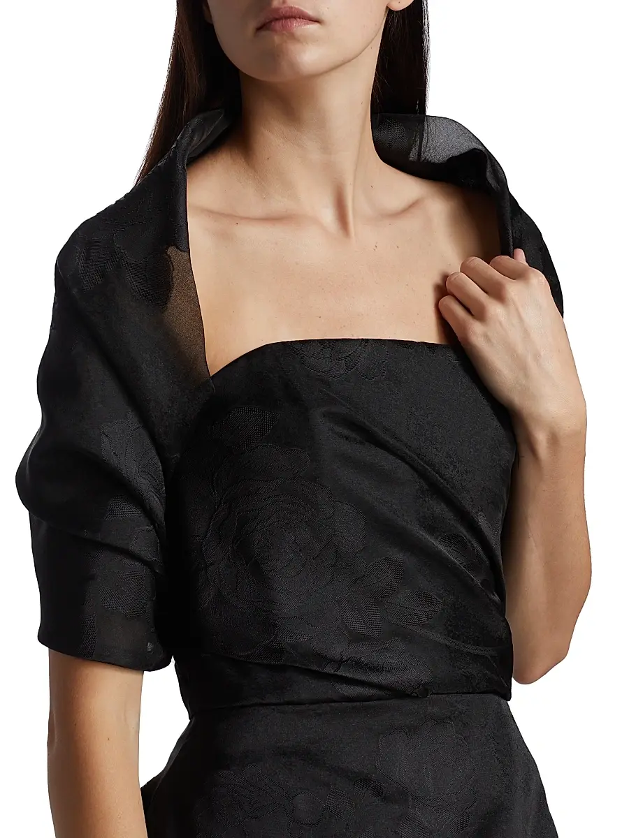Amsale Women's Floral Fil Coupe Cocoon Bolero | Thumbnail 6 Amsale Women's Floral Fil Coupe Cocoon Bolero | Thumbnail 6