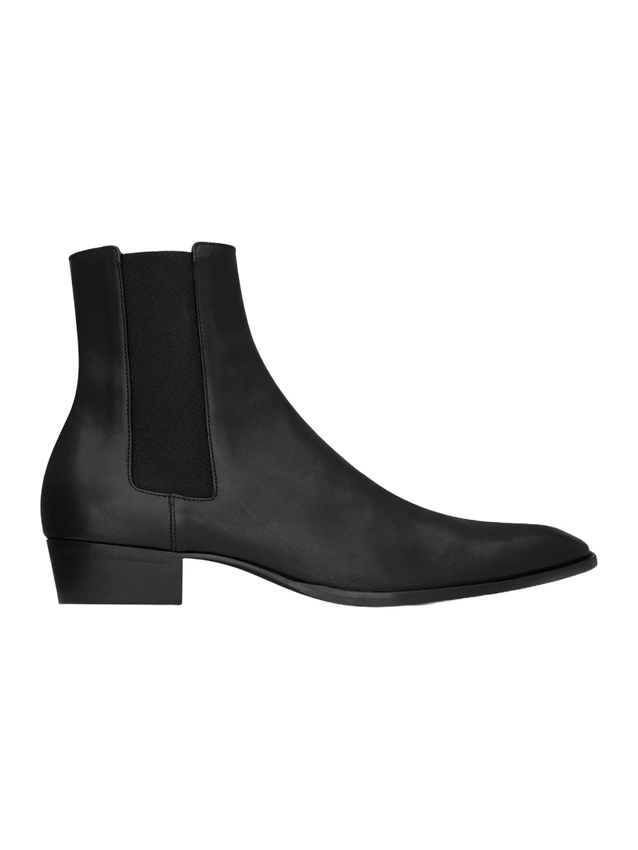 Saint Laurent Men's Stanton Chelsea Boots in Grained Leather - Nero