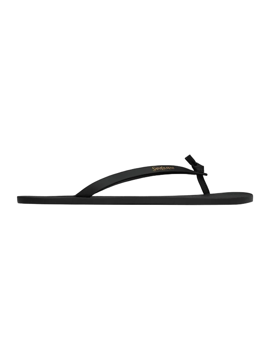Saint Laurent Men's Pool Flip-Flops in Smooth Leather - Nero