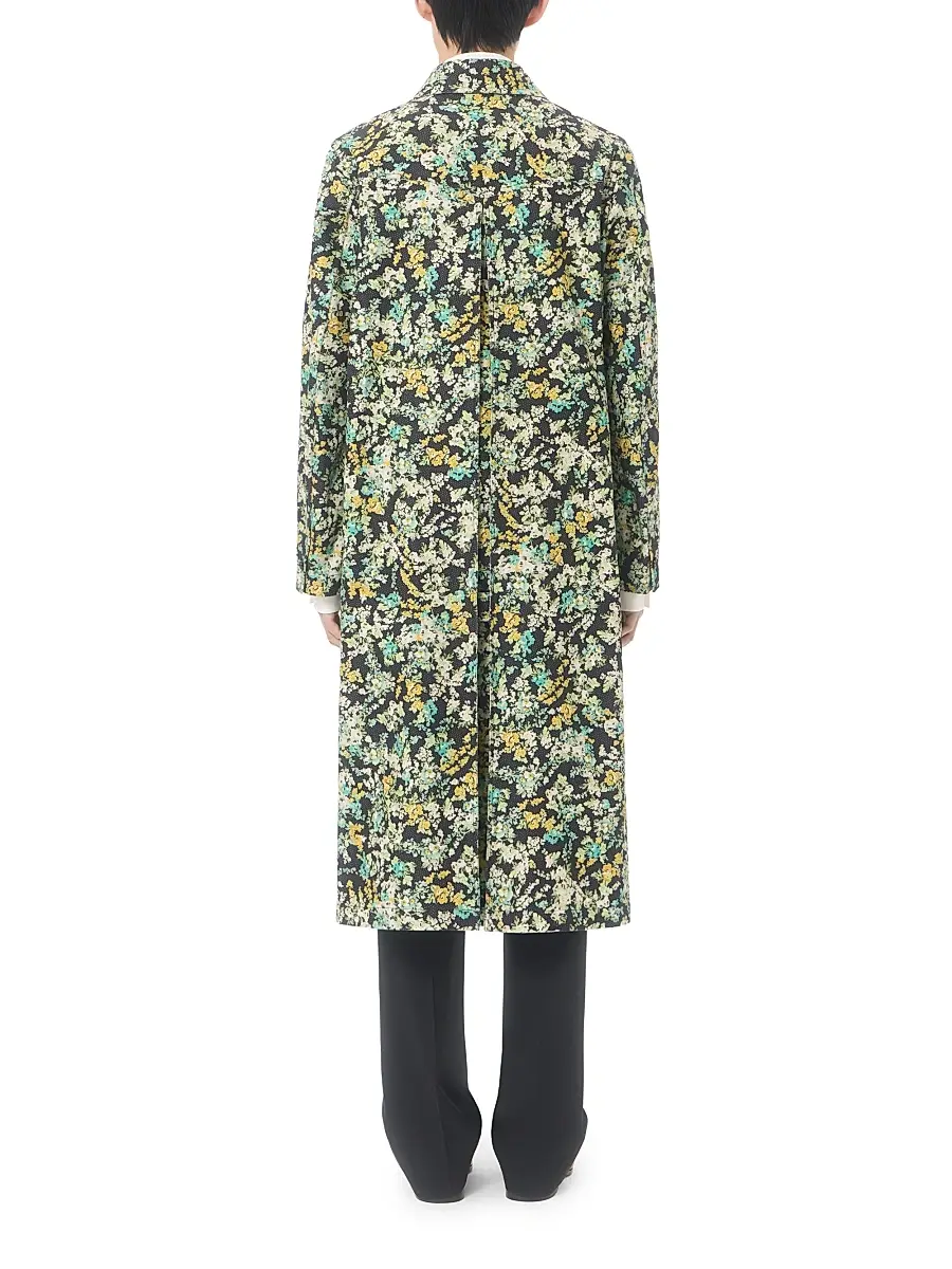Valentino Garavani Men's Single-Breasted Coat in Cotton Drill with Papier Floral Print | Thumbnail 4 Valentino Garavani Men's Single-Breasted Coat in Cotton Drill with Papier Floral Print | Thumbnail 4