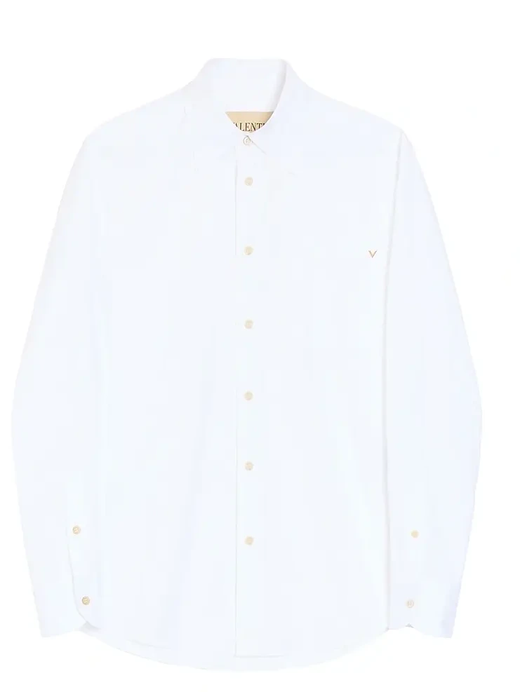 Men's Oxford Cotton Shirt with VGold - White Men's Oxford Cotton Shirt with VGold - White