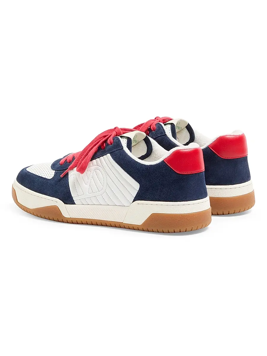 Valentino Men's Sparry Sneakers in Split Leather and Nappa - Cobalt White Coral | Thumbnail 3