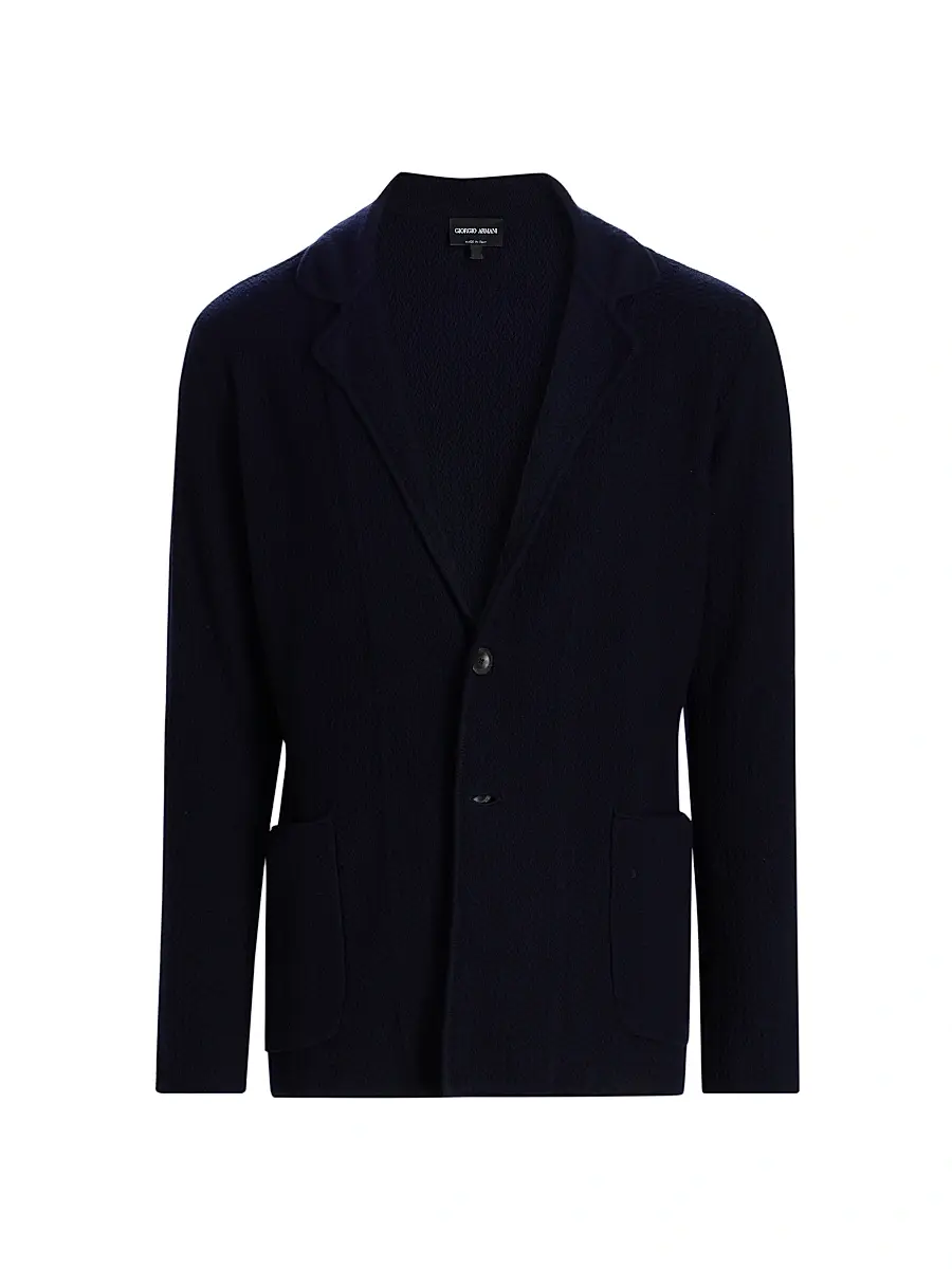 Giorgio Armani Men's Wool-Blend Knit Blazer - Solid Medieval | Image 1 Giorgio Armani Men's Wool-Blend Knit Blazer - Solid Medieval | Image 1