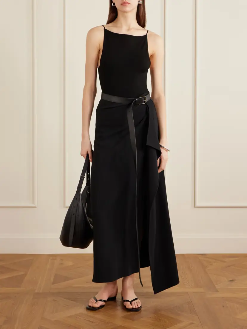 FFORME Ainsley Asymmetric Wrap Crepe Skirt With Leather-belt Detail | Thumbnail 2