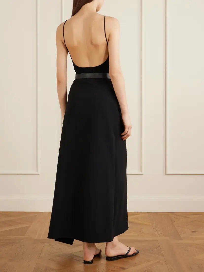 FFORME Ainsley Asymmetric Wrap Crepe Skirt With Leather-belt Detail | Thumbnail 3
