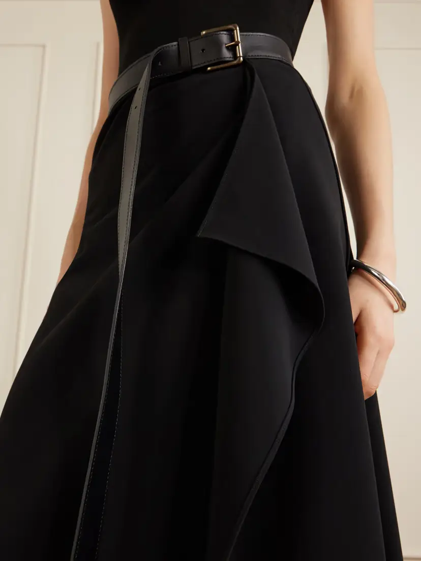 FFORME Ainsley Asymmetric Wrap Crepe Skirt With Leather-belt Detail | Thumbnail 4